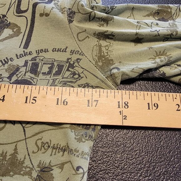 Mod-o-Doc Western Theme Top 3/4 Sleeve Green Sz 1 (S) Horseshoe Cactus Cowboy - Picture 8 of 8